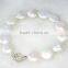 wholesale AA 13-14mm white coin freshwater pearl bracelet