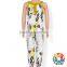 Round Collar Sleeveless Girls Romper Summer Yellow Branch Floral Cotton Baby Rompers