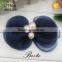 5.5" Unique fashino pretty organza 3pearl hair bow for girls