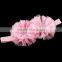 shabby chiffon flower headband with rhinestone center for kids hair accessories