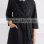 Wholesale Ladies Apparel Midnight-lue Hopsack Waist Belt Cropped Sleeves Modern Coat(DQE0384C)
