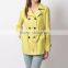 China factory custom made twill khaki double breasted short trench coat for women