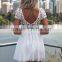 Zip Back Open Crochet Lace Chiffon Lace Turquoise Dress Convertible Chiffon Dress