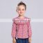 Baby Girls' Falbala Yarn Dyed Plaid Organic Lantern Sleeve T-Shirt
