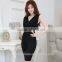 office lady work elegant pencil dress business women satin wrap dress