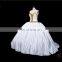 HMY-E0308 Stunning Golden Beaded Alibaba Wedding Dress White Satin Puffy Bridal Wedding Gown with Heavily Golden Beads