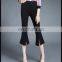 Srping Summer Fashion Flexible Elegant Women Office Lday Slit Bell Bottom Slim Flared 3/4 Georgette slim Pants