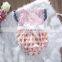Newborn Baby Short Sleeved Romper Striped And Heart Pattern Cotton Fly Sleeve Baby Girl Lace Romper