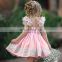 2019 summer pink girl fly sleeve lace flower princess dress kids backless frock designs