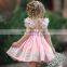 2019 summer pink girl fly sleeve lace flower princess dress kids backless frock designs