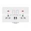 New white flame retardant PC panel electric wall switch socket with 2USB port dual MF3 pin socket switch with light