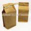 Custom bio degradable packaging flat bottom kraft paper coffee packaging with tear off zipper and valve