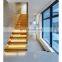 Modern house glass staircase design led glass steel wood floating stairs