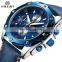 MEGIR 2074 Luxury Watch Relogio Masculino Blue Leather Business Quartz Watches Men Wrist Clock Creative Military Wristwatches