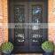 exterior house black front luxury flat arched double entry insulated glass waterproof stock new wrought iron doors for homes