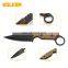 All black blade stainless steel straight knife high quality G10 non-slip handle keychain hunting knife