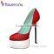 Leather material Custom design fetish platform shoes very high heels