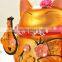 Gold money cat ceramic decoration with chinese lute