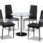 Modern Round Clear Glass Dinning Table Set With 4 Leather Chairs                        
                                                Quality Choice