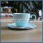 Beautiful lace blue ceramic coffee cup and saucer