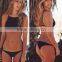 Popular solid color black sheer cut high waisted swimsuit