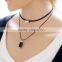 Hot 2016 New Fashion Simple Style 2 layers pendants Crystal Chokers Necklaces for Women holiday Christmas Gift Fine Jewelry