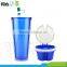 Promotional 24 oz double wall plastic Snack Attack Tumbler drinking cup With Stuffer and straw