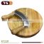 Acacia wood cutting board with mezzaluna knife set