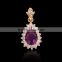 2016 Alibaba gemstone pendant necklace 18k yellow gold plated purple glamour