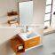 1051Small oak bathroom cabinet with side lattice and shelves