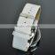 Fashion Transparent Case White Leather Band Quartz Lady Watch