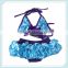 Children kids girls damask satin two piece swimwear swimsuit bikini set for girls 2-8y