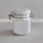 White Ceramic Square Canister With Lid and Stainless Steel,Bottles and Jar for Sugar
