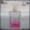 cosmetic perfume flat shoulder 30ml square glass bottle gradual pink silver aluminum pump sprayer bottle glass china suppliers