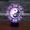 Eight Diagrams 3D Vision Night Light 7 Color Change LED Table Lamp Xmas Toy Gift