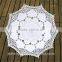 White Battenburg Lace Parasol & Bridal Lace Fan Set For Wedding