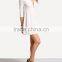 White Zipper A-Line Dress Plain Casual Polyester Fabric Spring V Neck Short Dress With 3/4 Sleeve