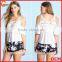Hot Selling Cold Shoulder Crochet Embellished Blouse/fashion Woman Blouses