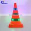 Usb charging collapsible led glowing reflective road safety cones