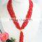 Simple and long costume jewelry necklace with red coral 2015 fahion design