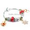 Christmas Enamel Beads European Charm Bracelet with Snowflake Bell and Snowman 2017