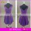 Stunning v neckline open back short chiffon pleating real sample bridesmaid dress gown