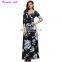 Women Cold Shoulder Floral Print Maxi Dress Fashion Half Sleeve Front Slit Casual Prom Party Club Boho Dresses