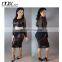 Transparent sexy night dress for woman two piece crop top sexy clubwear bodycon dress 2016