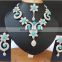INDIAN AMERICAN DIAMOND TURQUOISE COLOR INSPIRED DESIGNER SILVER JEWELLERY/JEWELRY