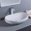 Fashion slivery color ceramic bathroom hotel countertop wash basin no hole oval hand luxury sinks