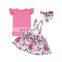 Baby Flutter Sleeve Shirt And Suspender Skirt Headband Kids Boutique Outfit Girls Clothing Sets