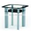 modern and black tempered glass and stainless steel leg coffee table