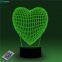 Romantic Love Heart 3D Table Lamp 16 Colors Remote 3D Desk Lamp