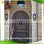 Round top arch mahogany double entry door